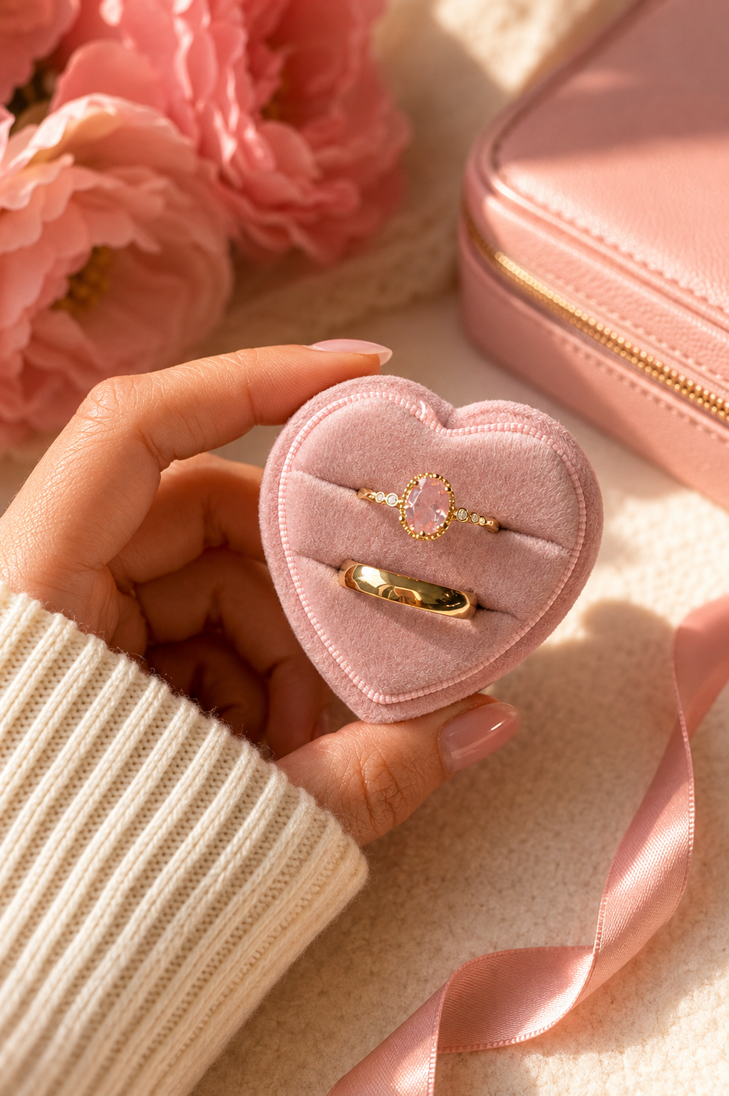Anillo de promesa pareja pink 🌸✨