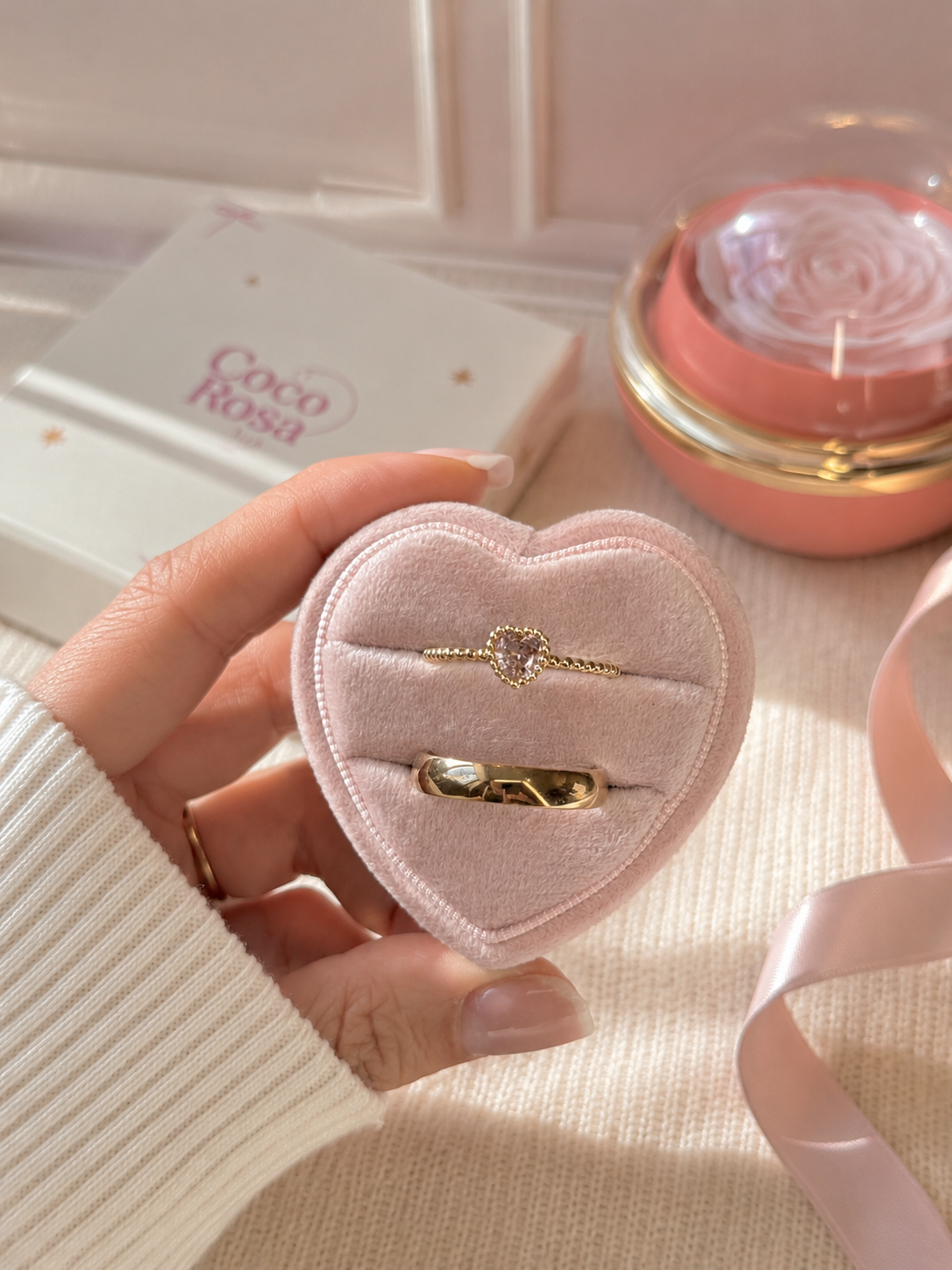 Anillo de promesa pareja Hibiscus 🌸✨