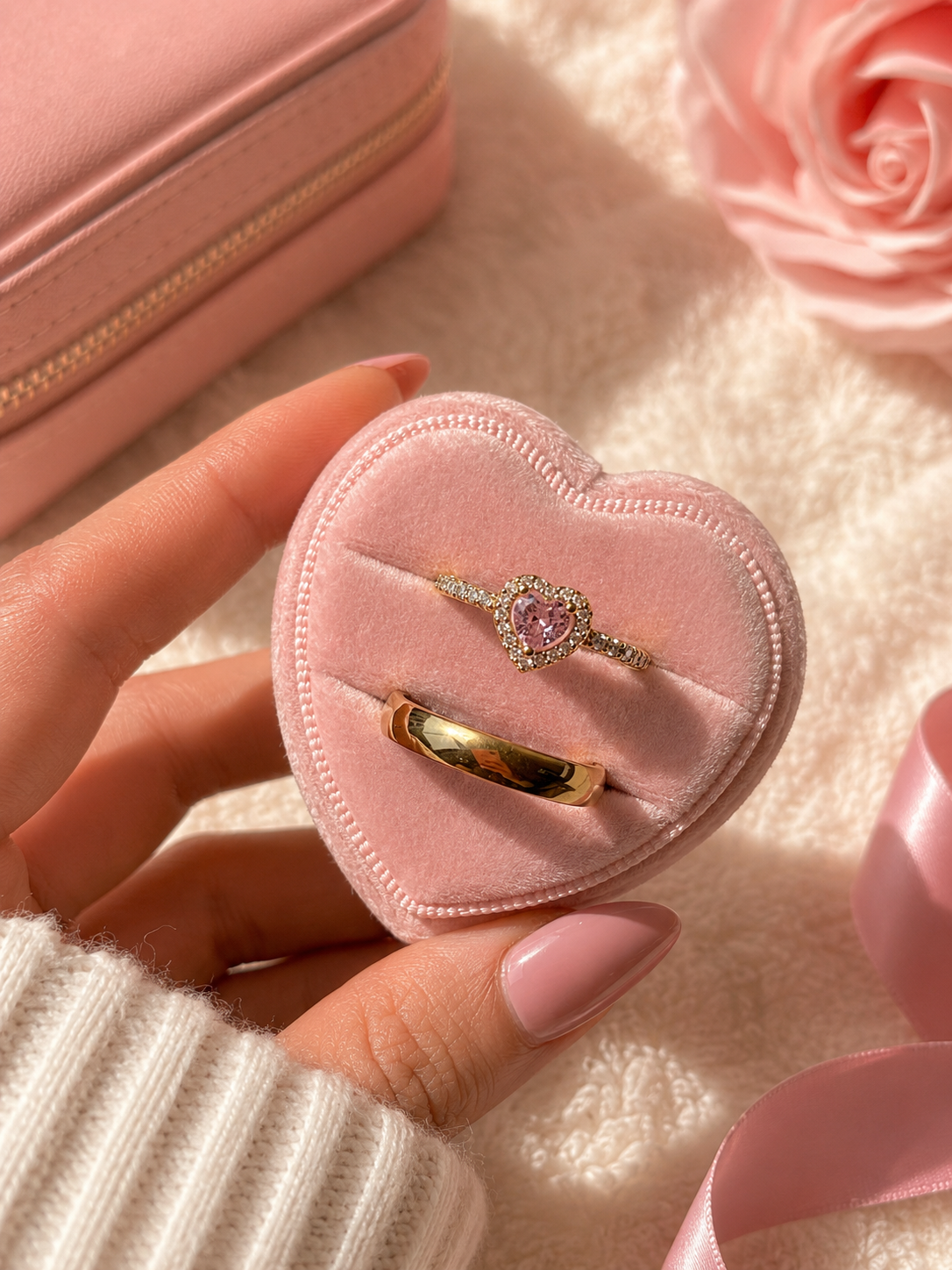 Anillo de promesa pareja Pandora rosa 💖✨