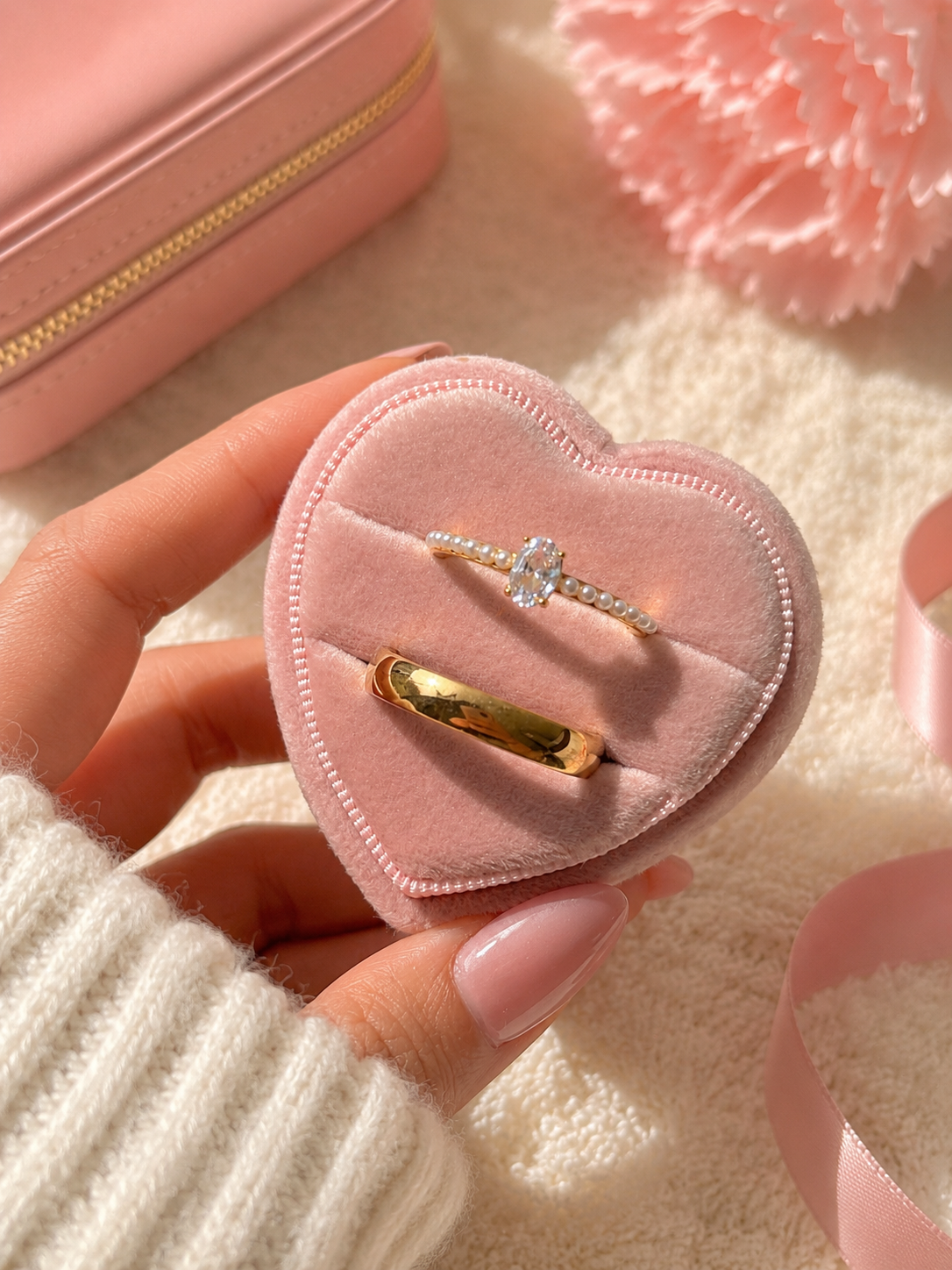 Anillo de promesa pareja perlas ✨