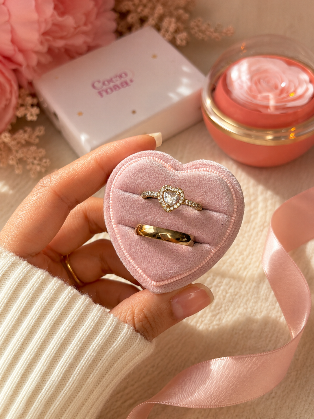 Anillo de promesa pareja Pandora transparente ✨