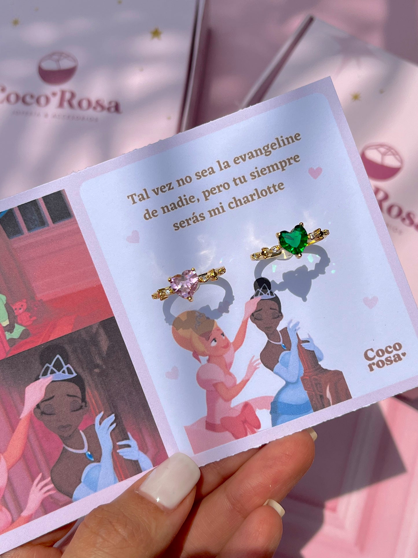 Set Disney Evangeline y Charlotte anillos💖