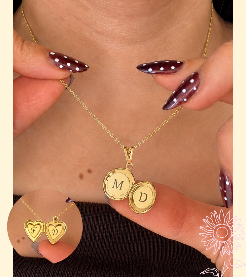 cadena de Relicario de corazón mini, grabados con iniciales