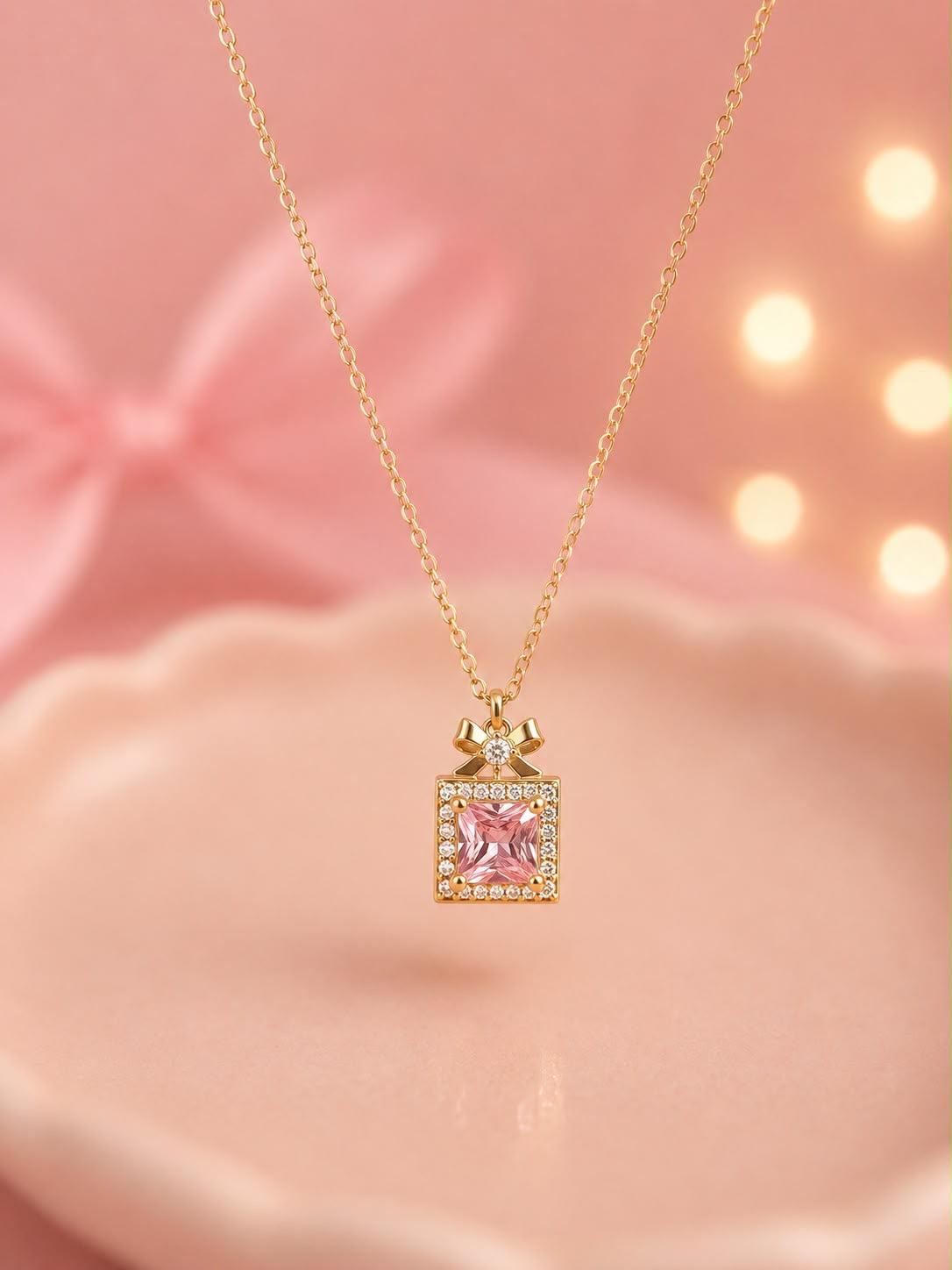 Cadena Cuadro Rosa 🩷