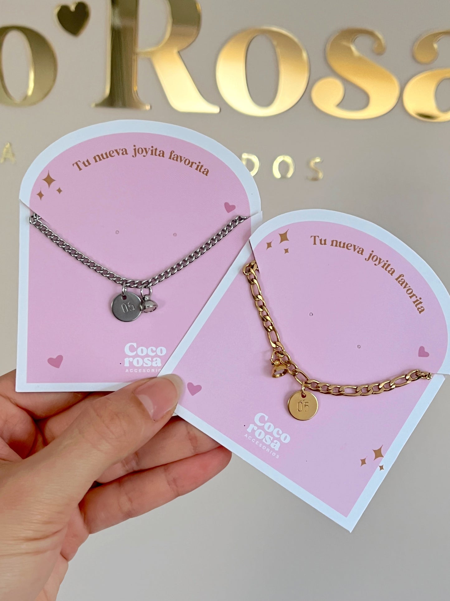 Pulsera de iman grabadas mixta dorada y plateada