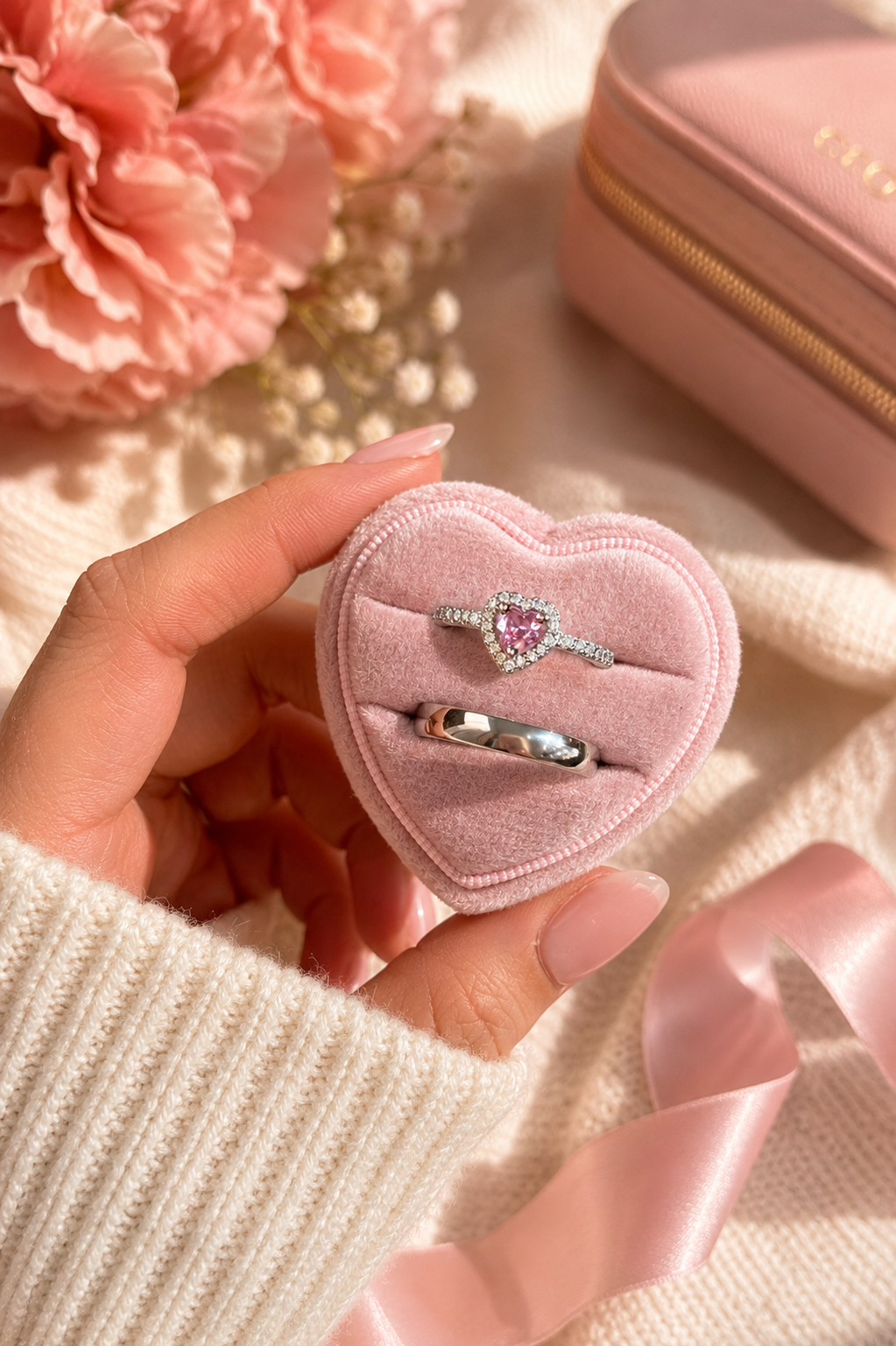 Anillo de promesa pareja plateado✨