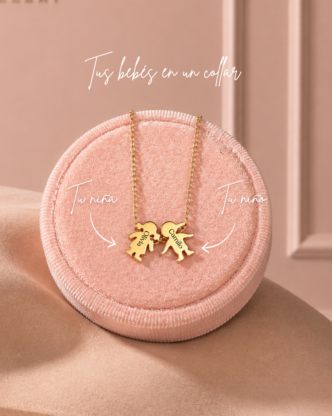 Cadena dorada de nombres de niños con grabadao láser unisex