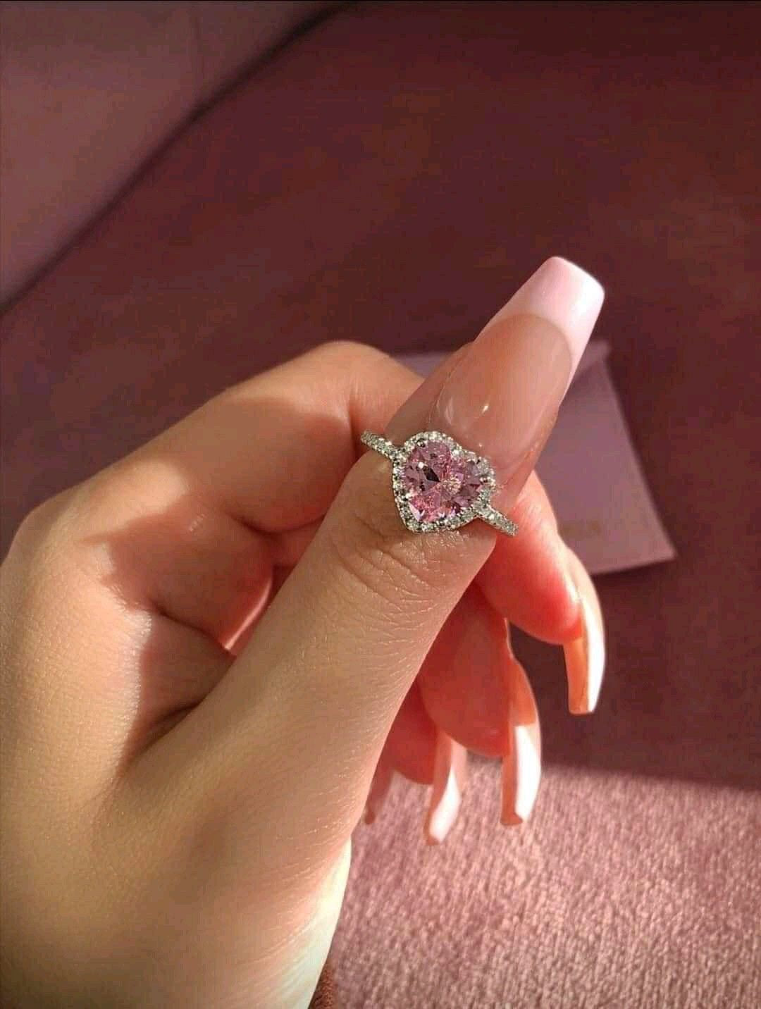 Anillo corazon rosa plata 925