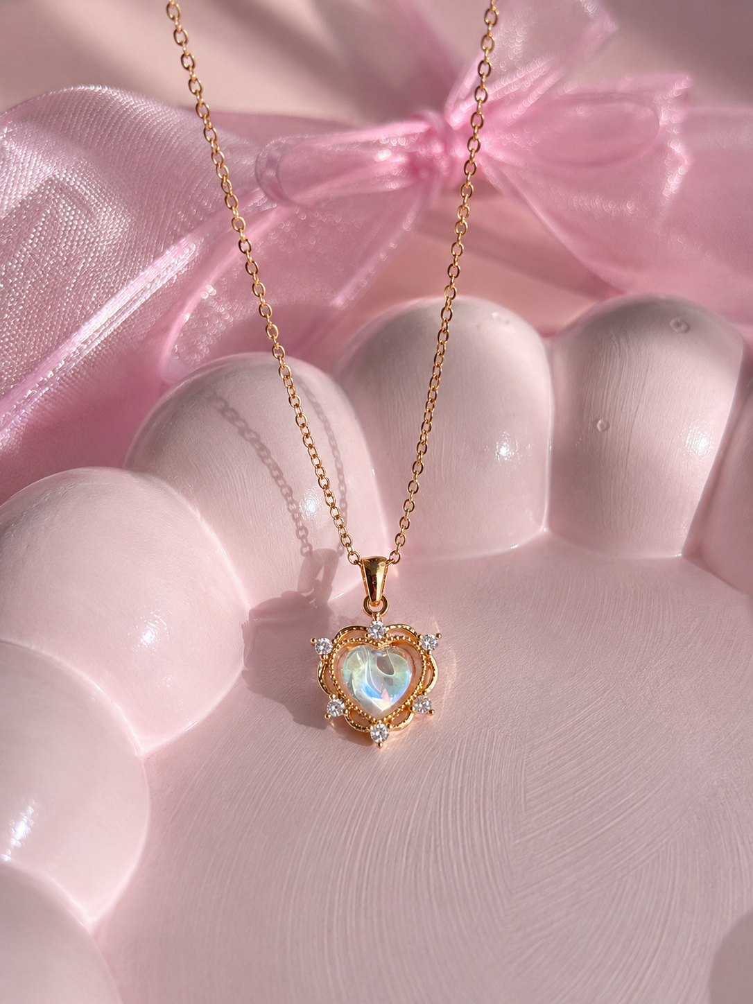 Cadena de corazón tornasol