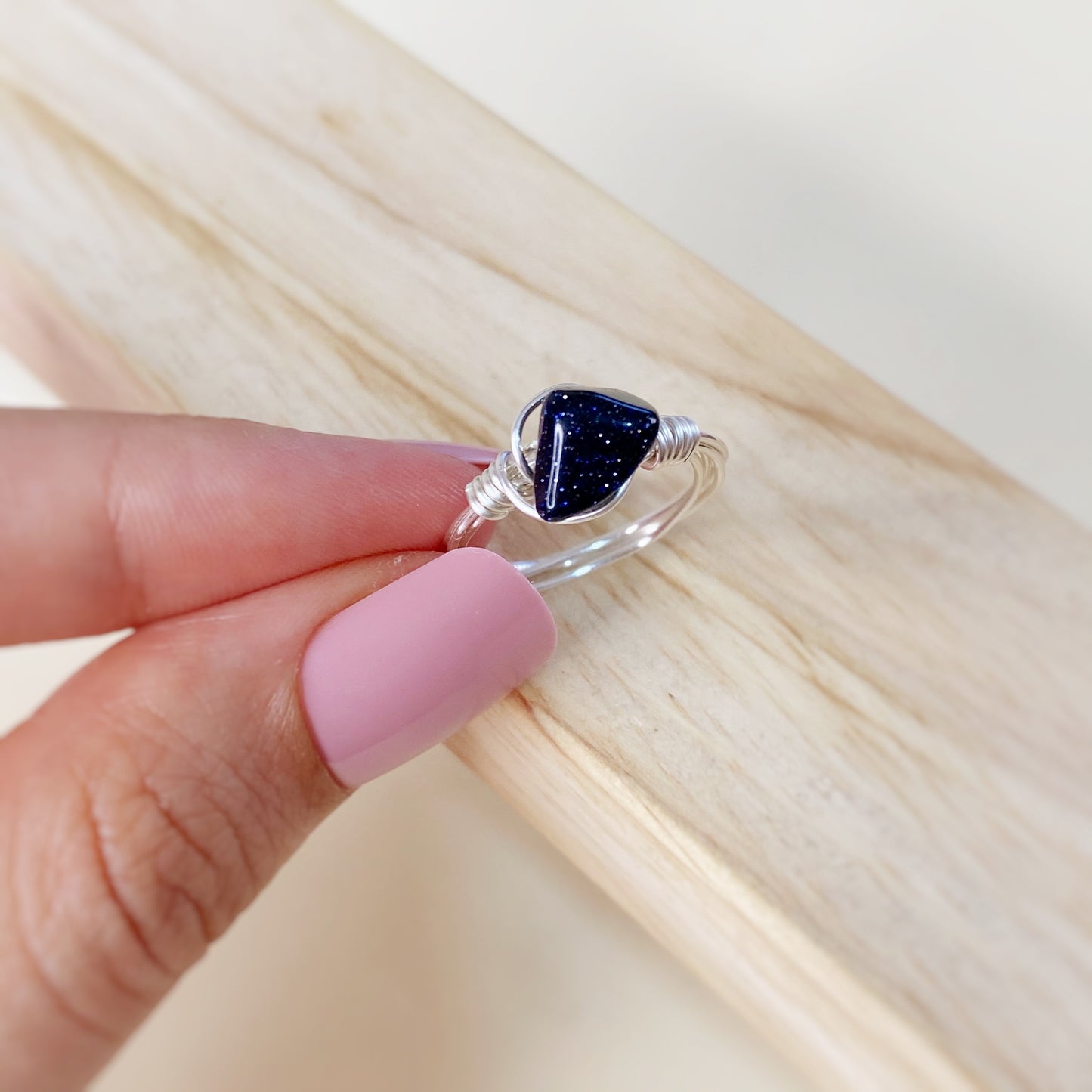 Anillo tejido Quarzo azul