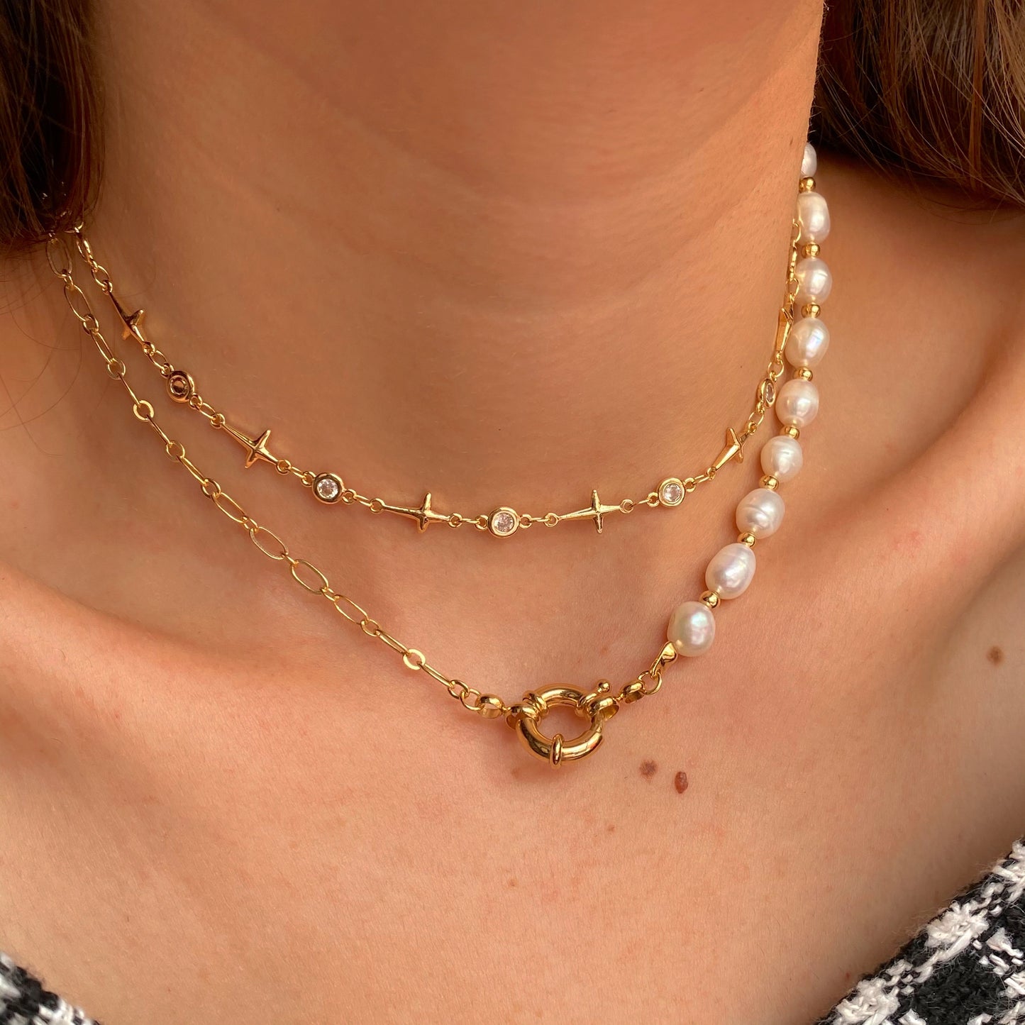 Cadena cute de perlas