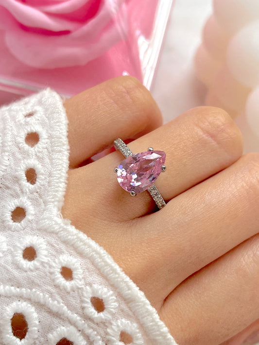 Anillo gota rosa plata 925