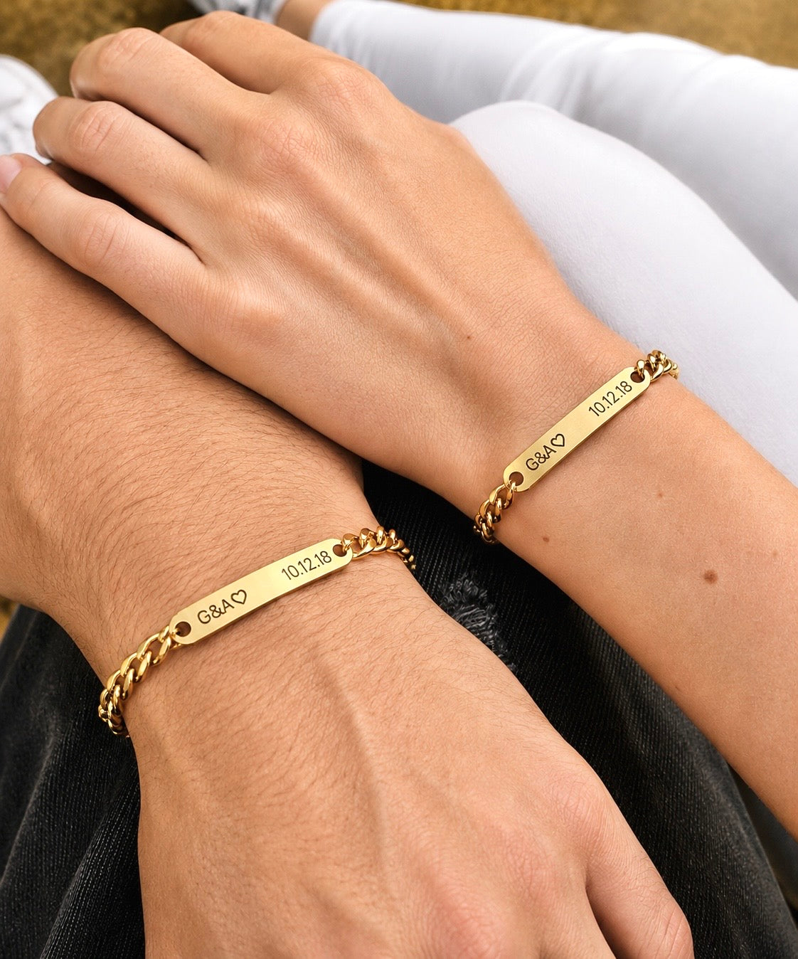 Pulsera con grabado láser doradas unisex ✨