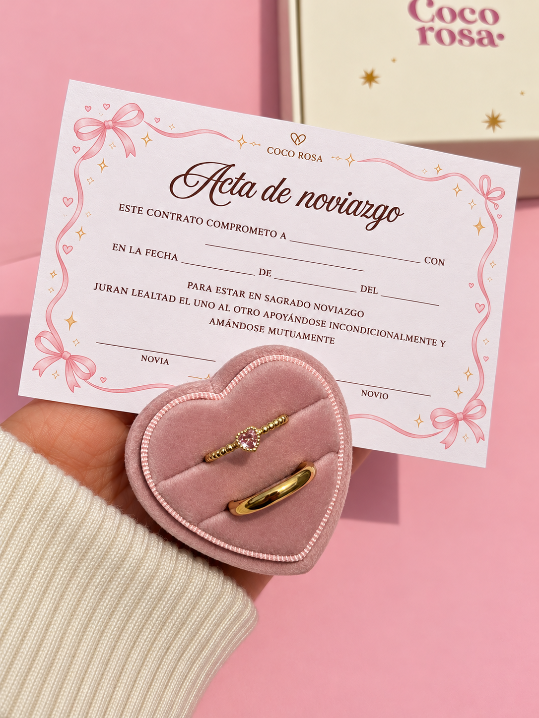 Set Anillo de Promesa Pareja + acta 💖