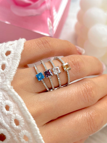 Anillo cuadrado precioso plata 925