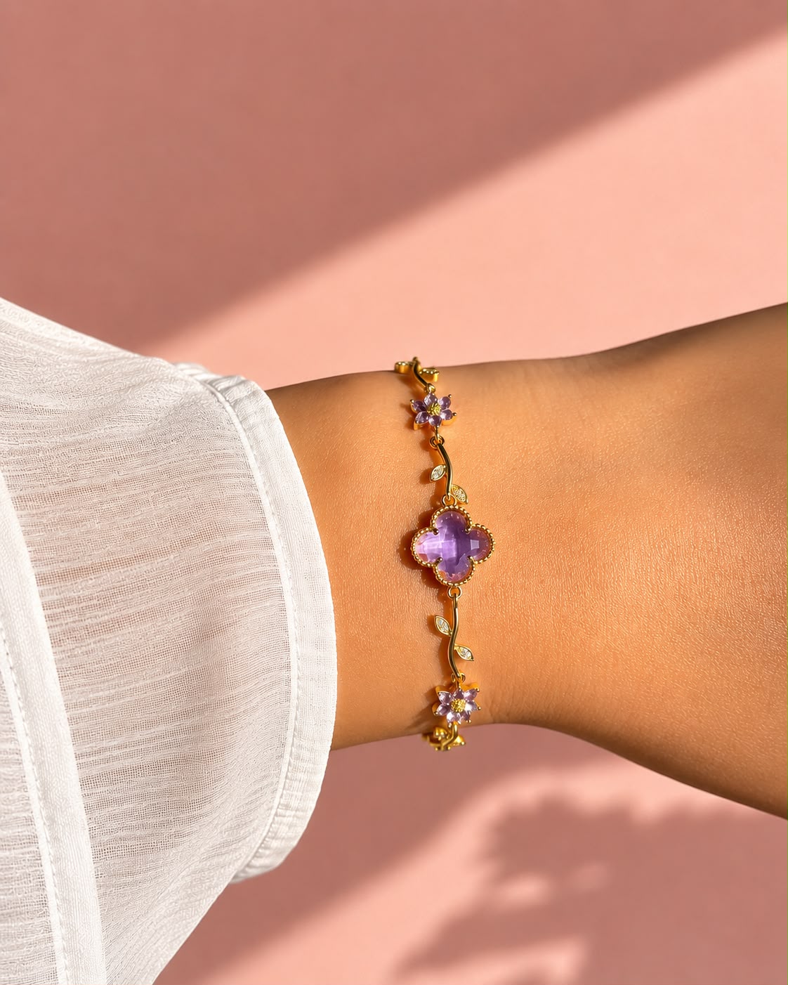Pulseras delicadas Flor Morada