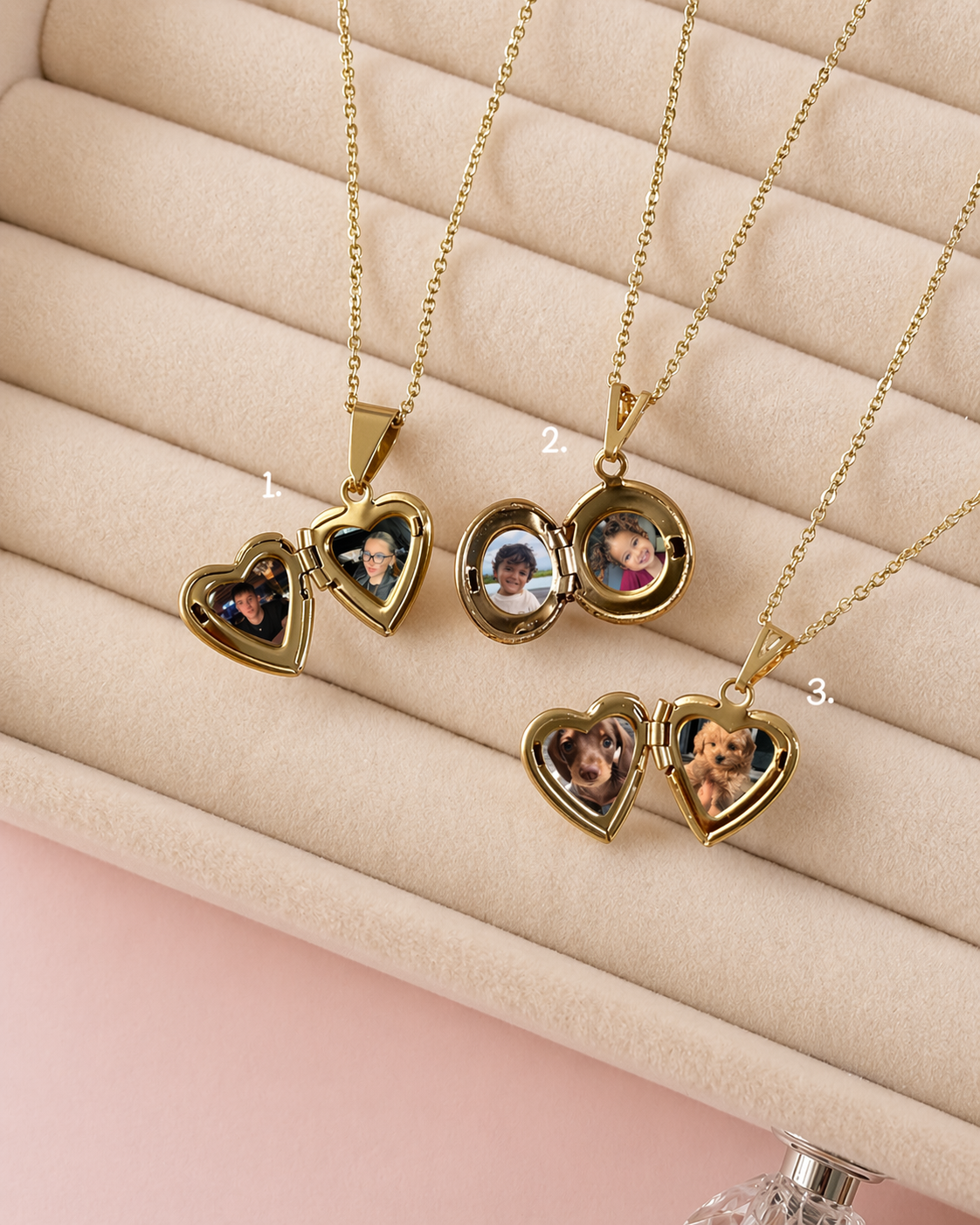 cadena de Relicario de corazón mini personalizado grabado