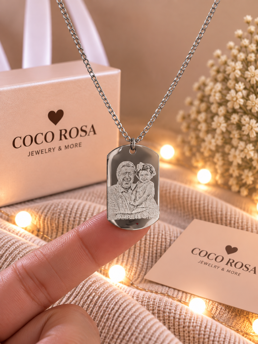 Cadena militar unisex con fotograbado