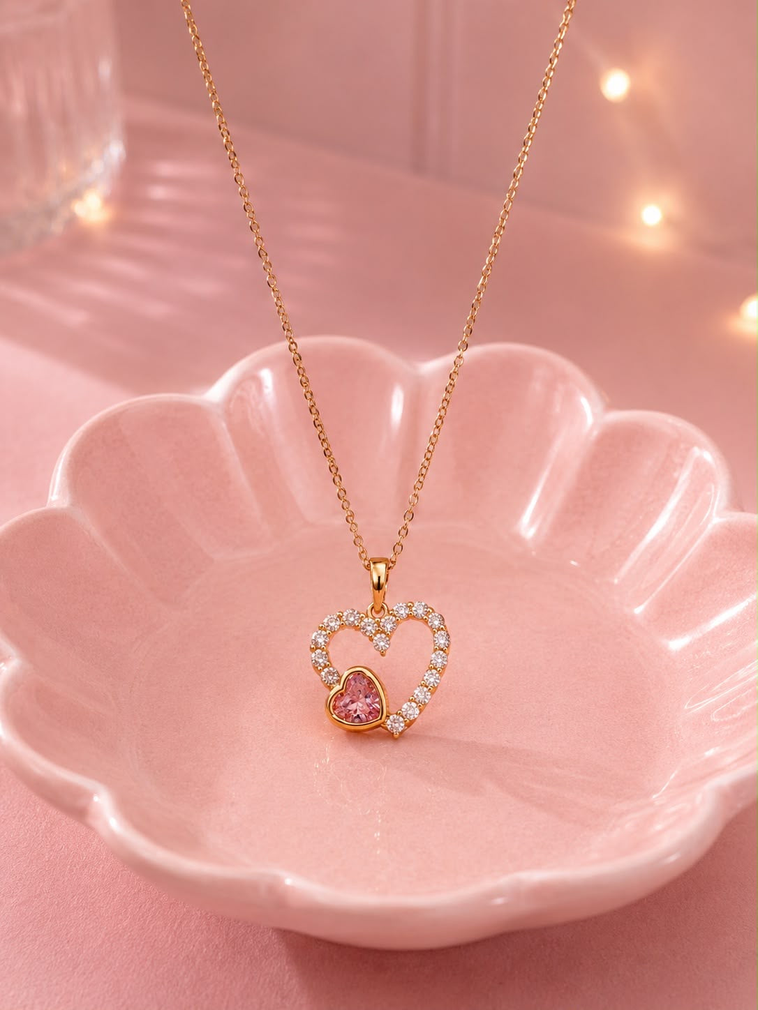 Cadena linda doble corazón 💕