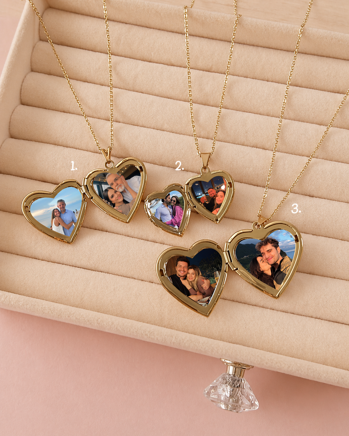 cadena de Relicario de corazón personalizado grabado