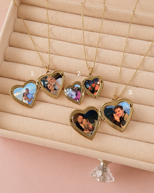 cadena de Relicario de corazón personalizado grabado