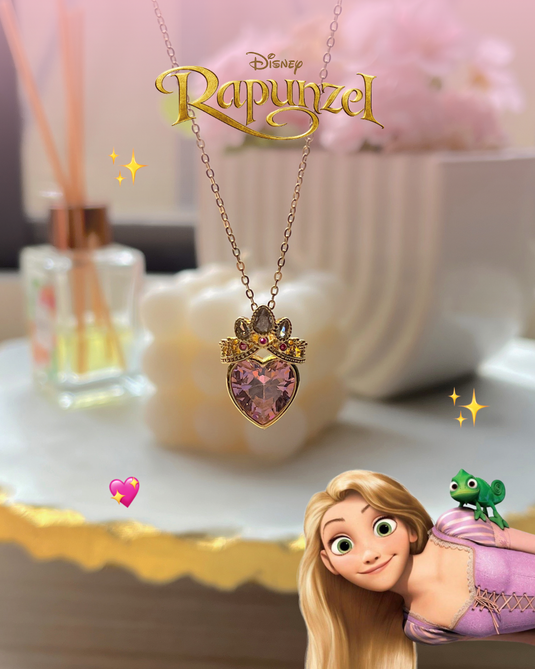 Set Disney cadena, anillo y cofre de Rapunzel ☀️