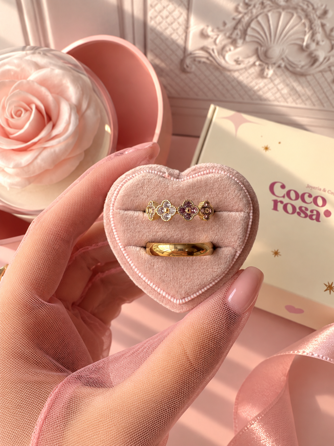 Anillo de promesa pareja flor morada 💜✨