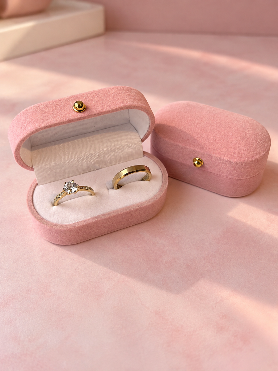 Cofre para anillo doble rosado 💖