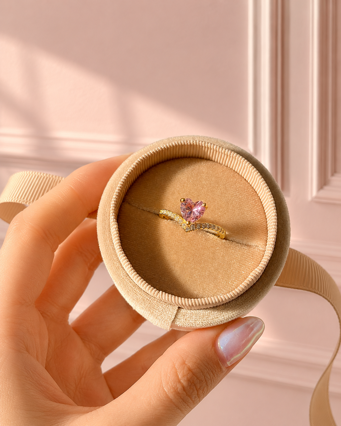 Anillo de promesa Heart rosa✨