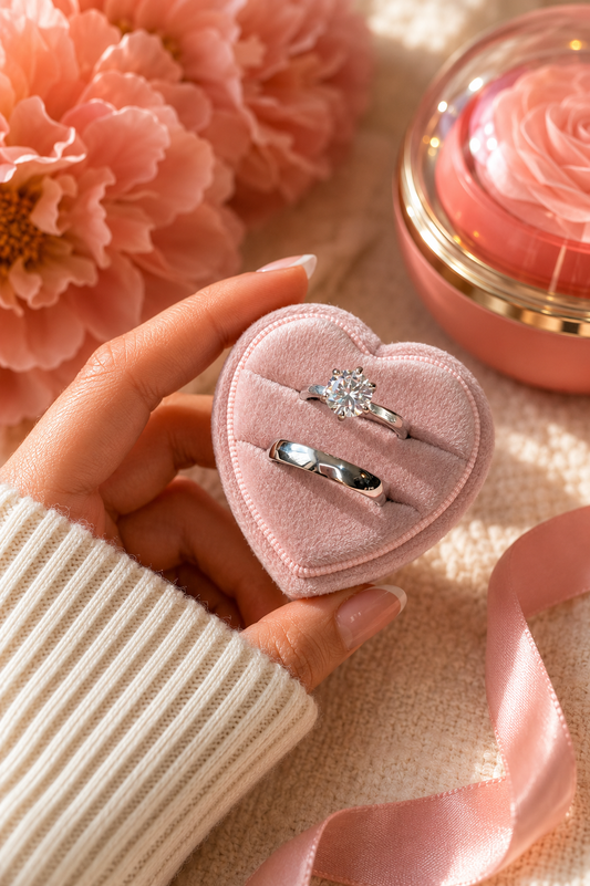 Anillo de promesa pareja plateado Bello✨