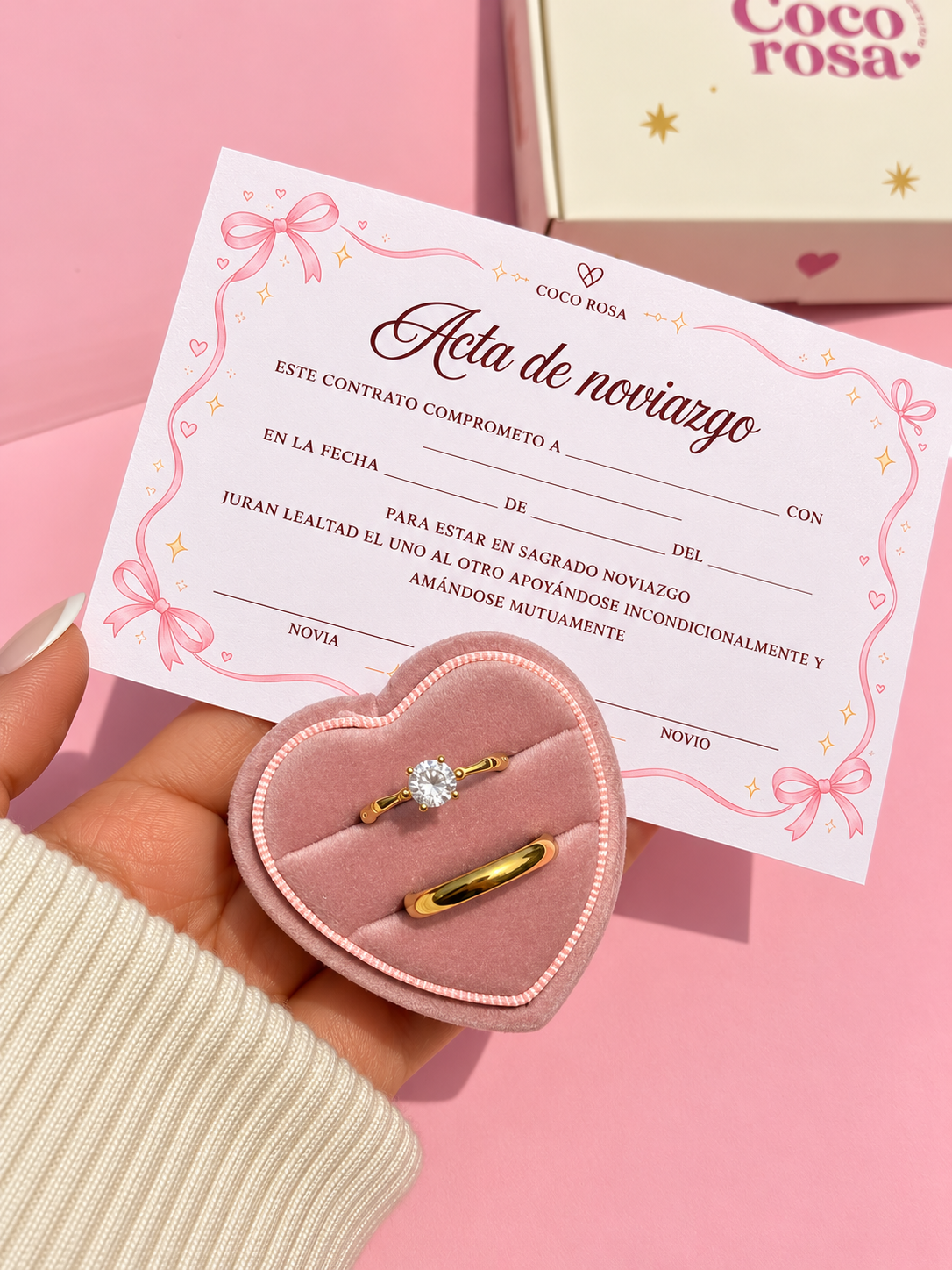 Set Anillo de Promesa Pareja + acta 💖