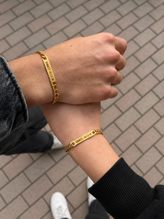 Pulsera con grabado láser doradas unisex ✨