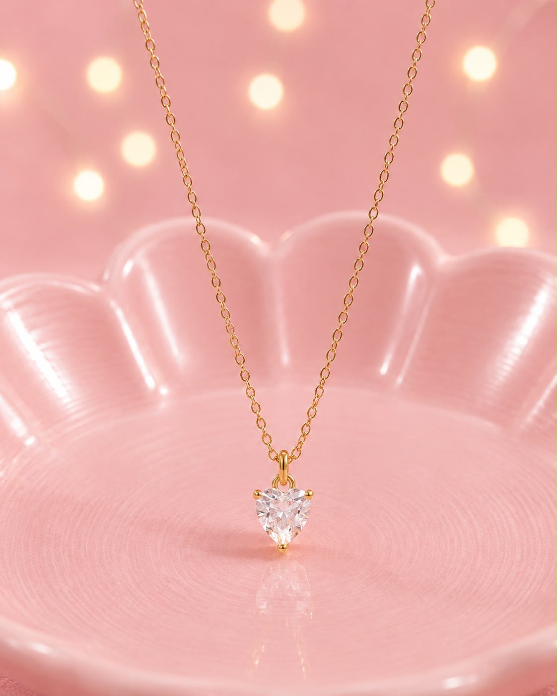 Cadena delicada Corazón blanca 🦢