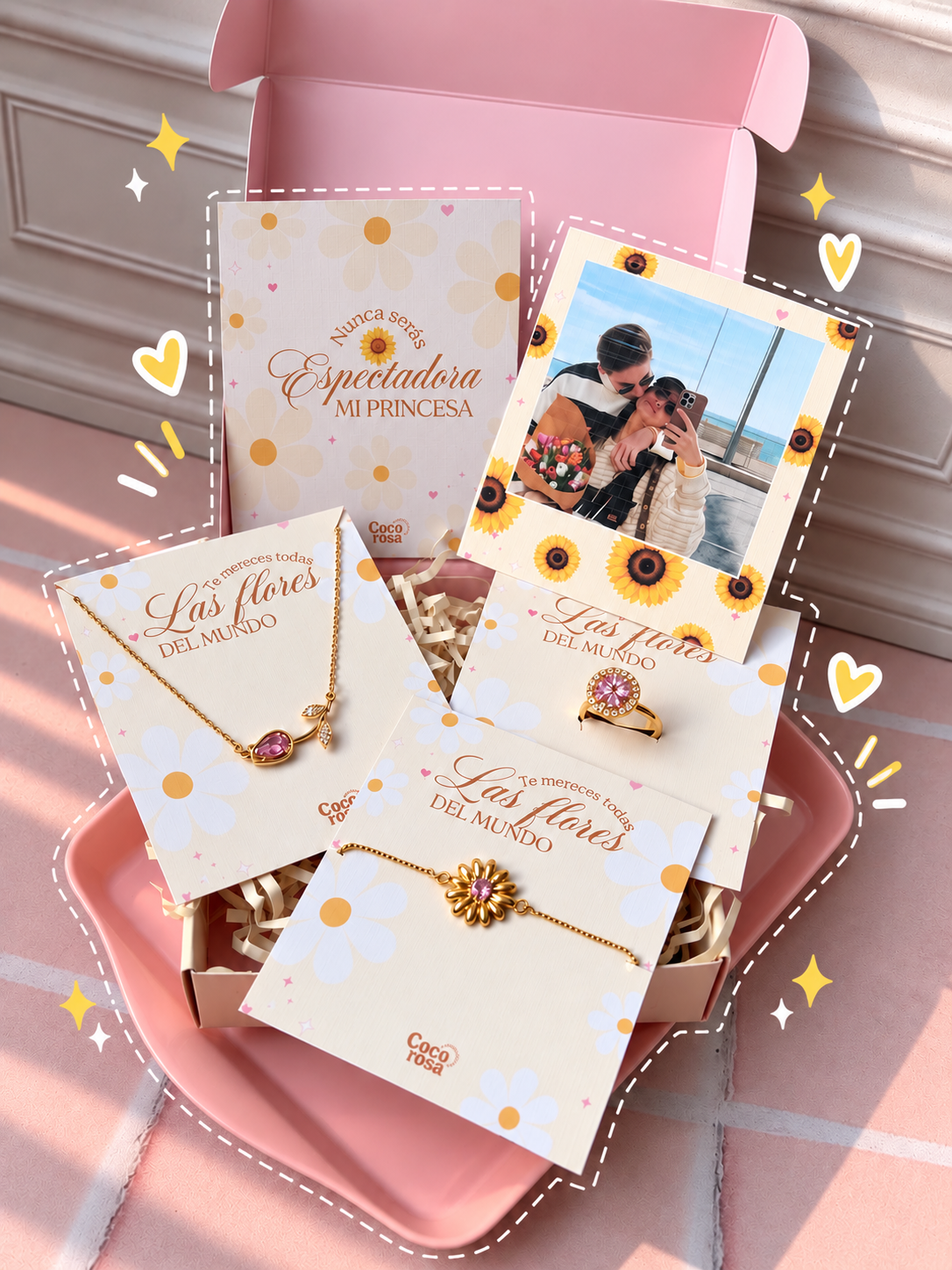 Cajita de flores amarillas de 3 productos 🌻💫