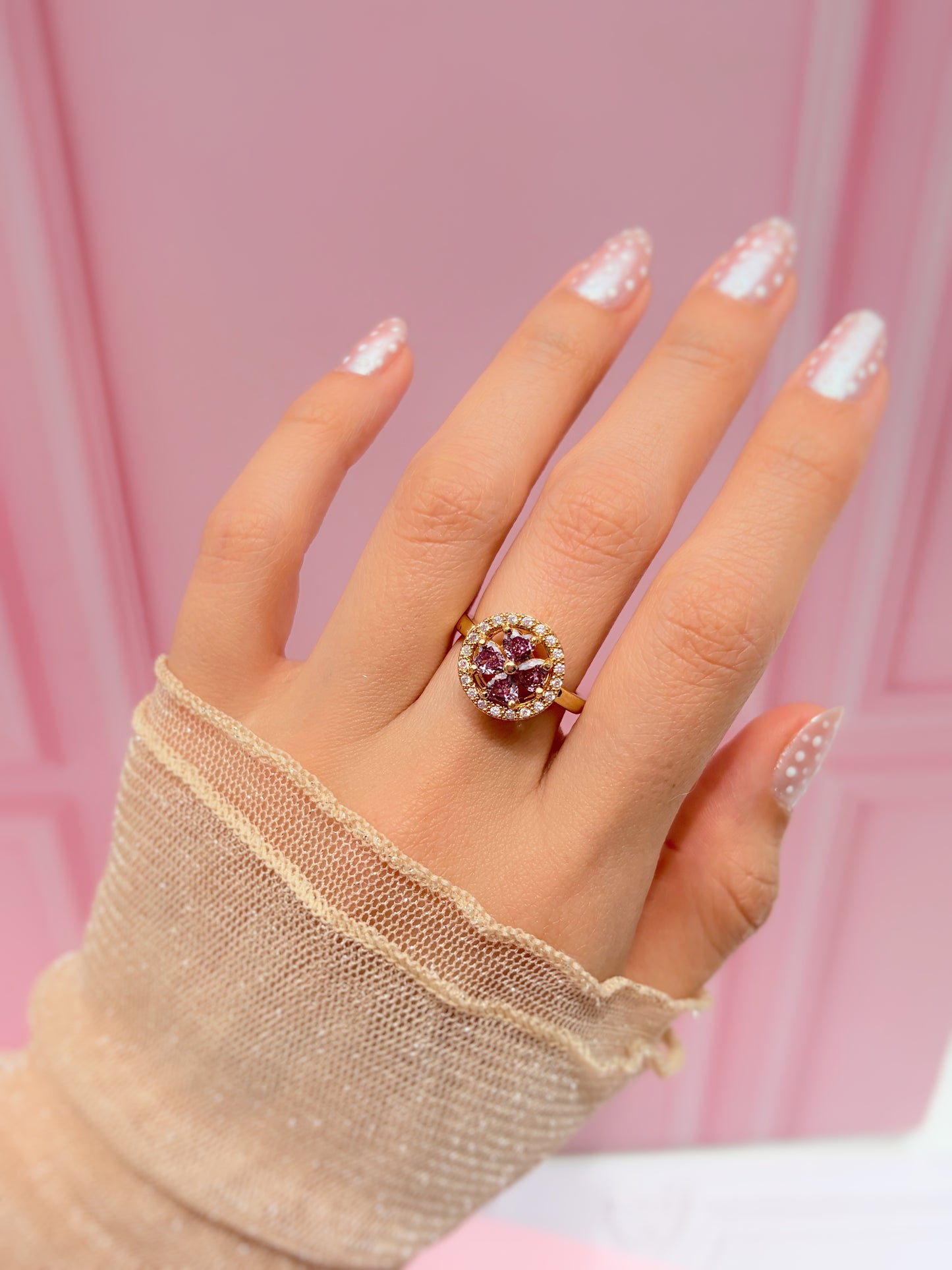 Anillo básico anti ansiedad trébol morado