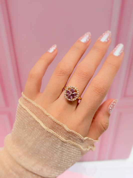 Anillo básico anti ansiedad trébol morado