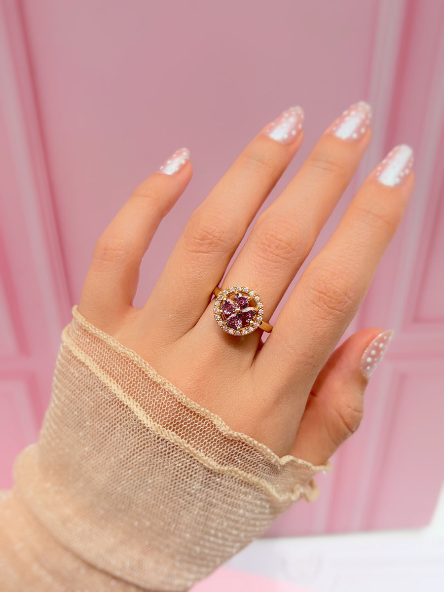 Anillo básico anti ansiedad trébol morado