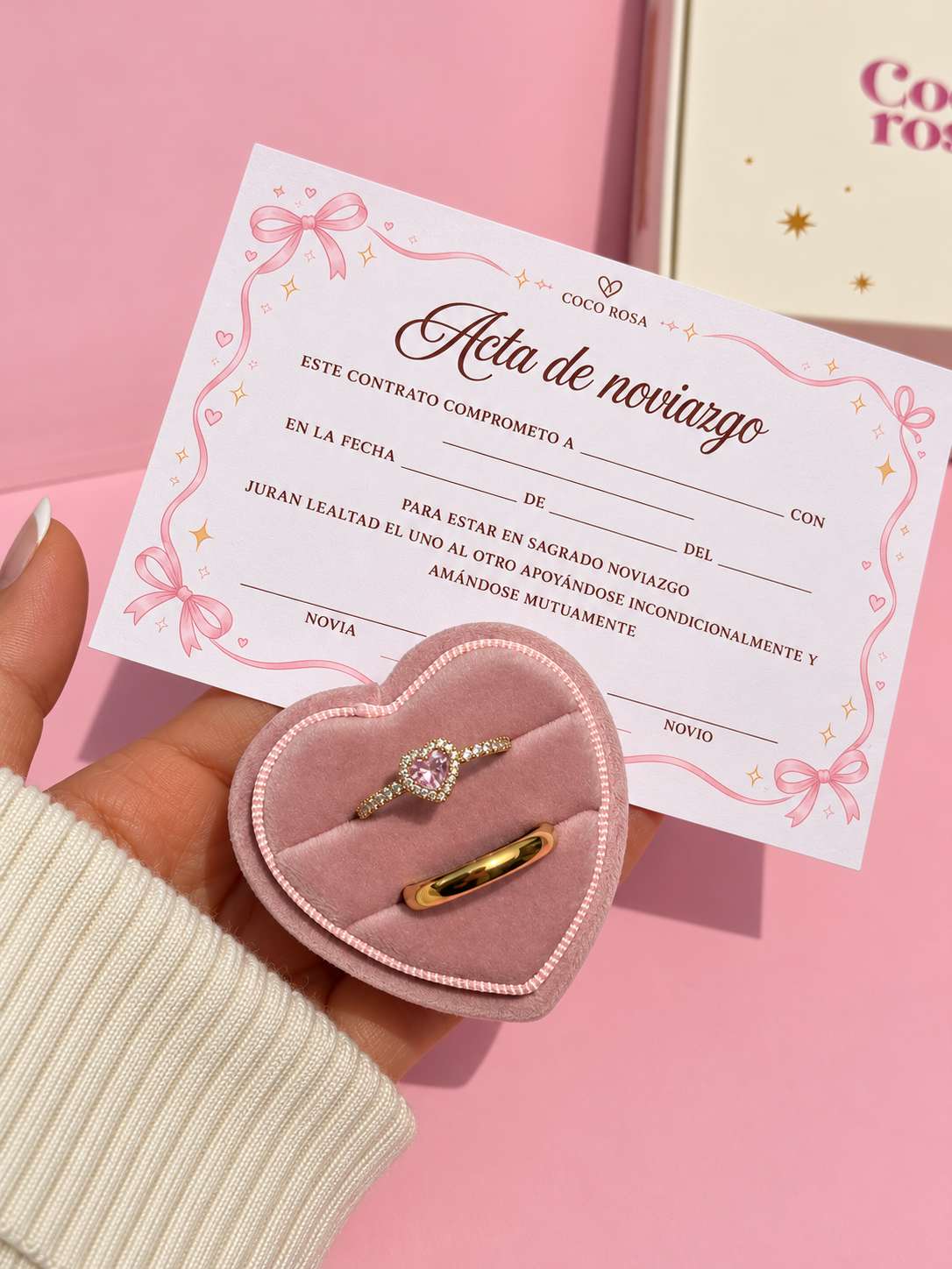 Set Anillo de Promesa Pareja + acta 💖