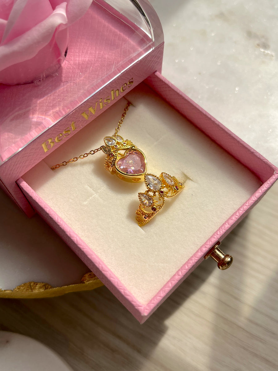 Set Disney rosa cadena, anillo y cofre de Rapunzel ☀️