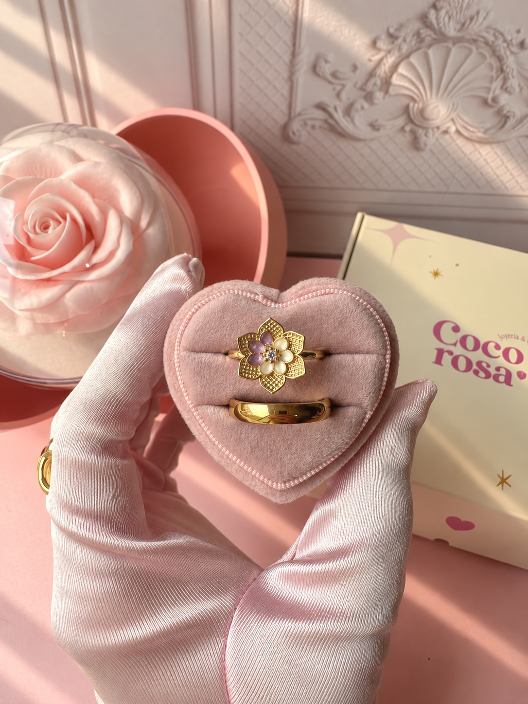 Anillo de promesa pareja flor🌸✨