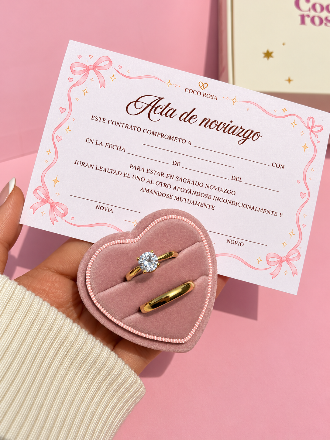 Set Anillo de Promesa Pareja + acta 💖