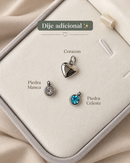 Cadena de iniciales plateada unisex doble grabada láser unisex