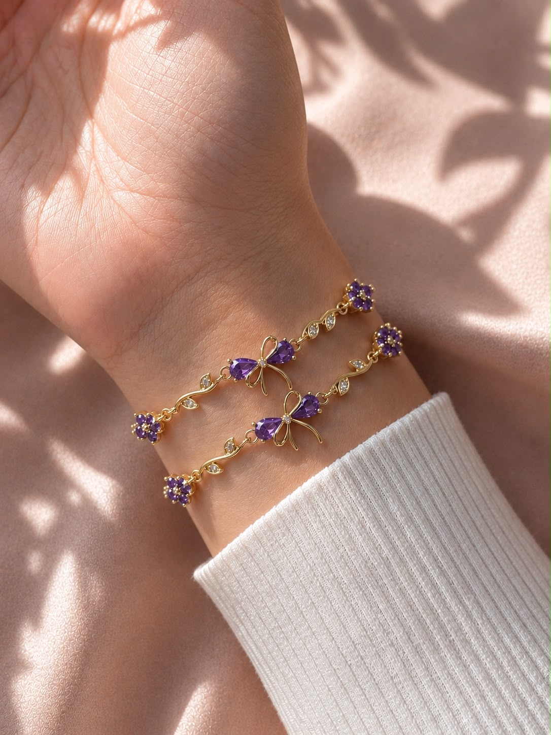 Pulseras delicadas Lazo Morado 💜