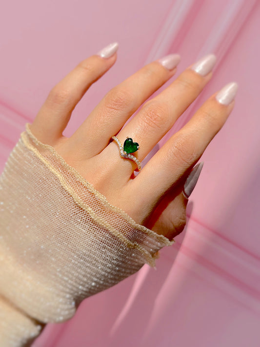 Anillo de promesa Heart esmeralda✨
