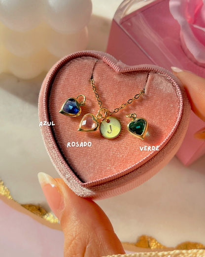 Cadena grabada de inicial y corazón 💓