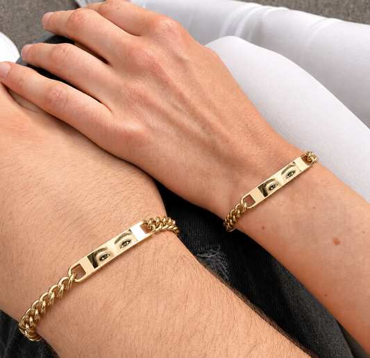 Brazalete llano fotograbados dorado láser