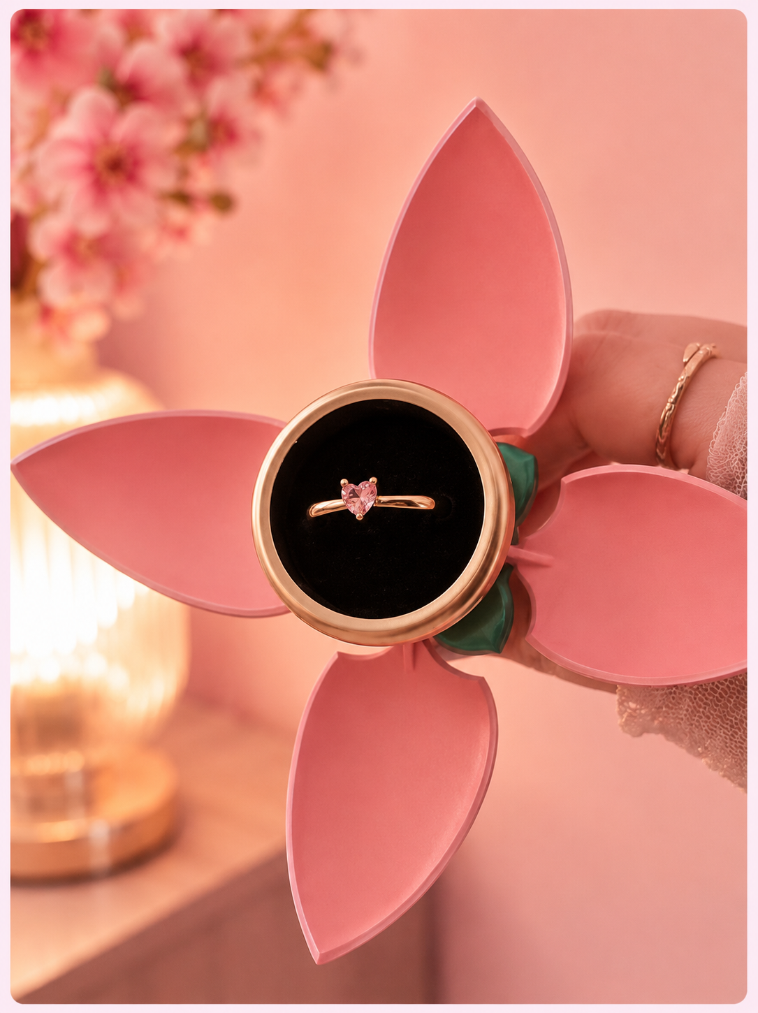 Cofre tulipán para anillo