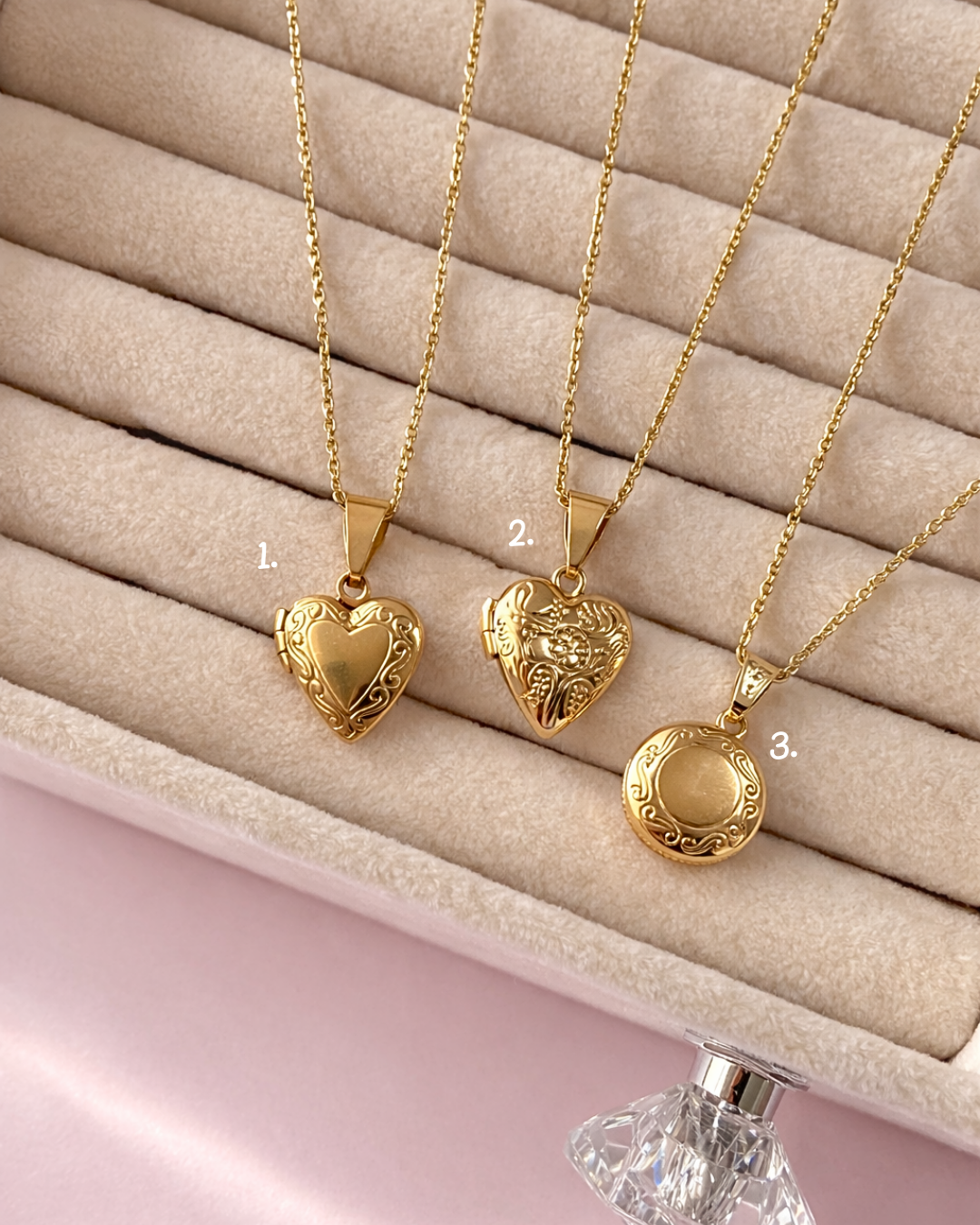cadena de Relicario de corazón mini personalizado grabado