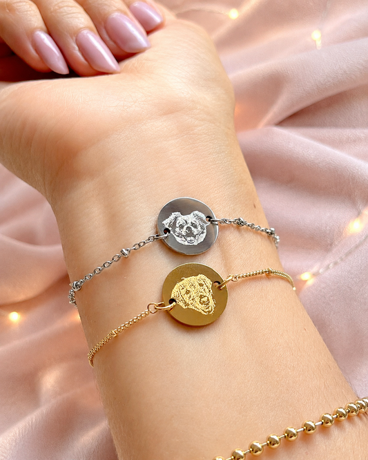 Brazalete grabado medalla 15mm de mujer ✨