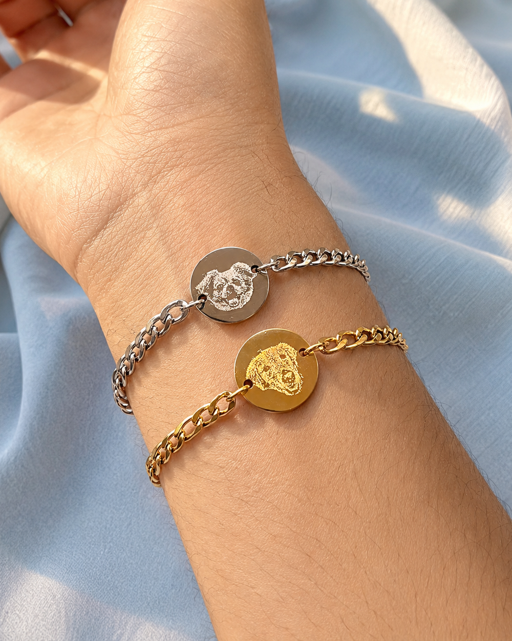 Brazalete grabado medalla 15mm de hombre ✨